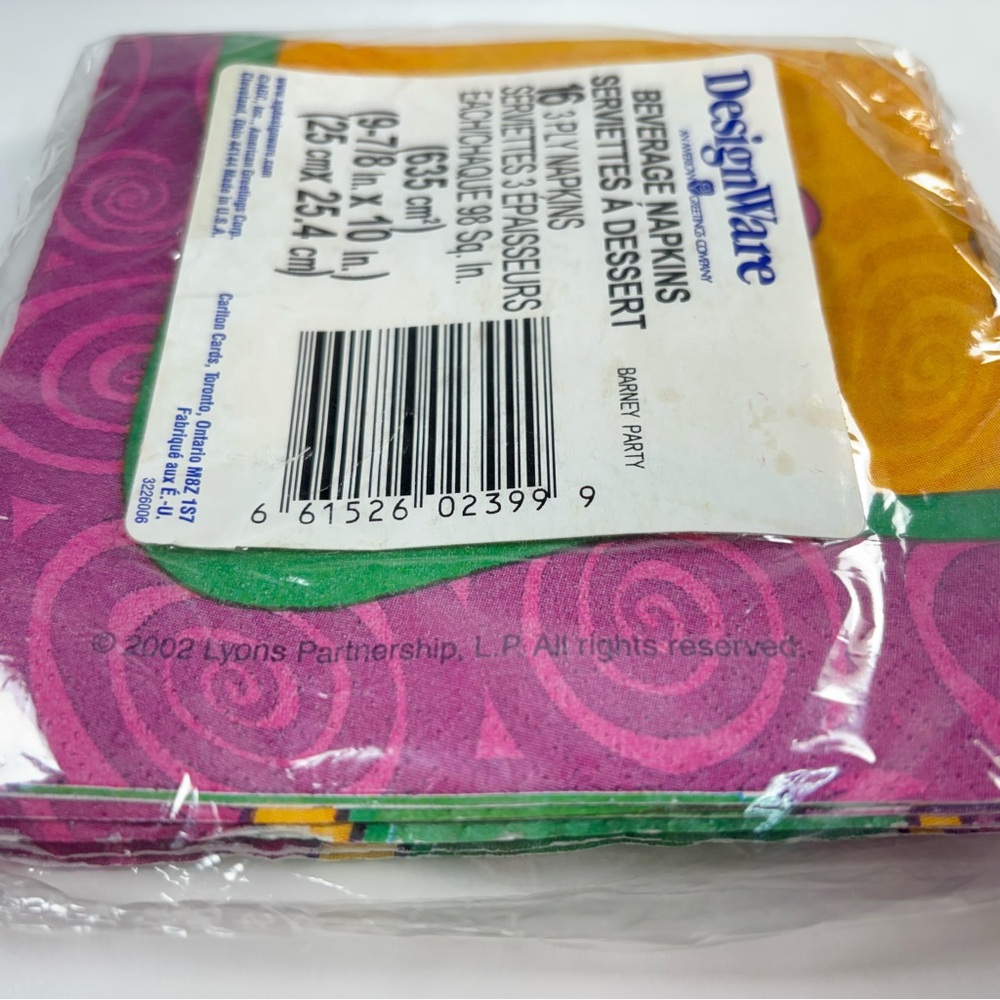Designware Barney Party Napkins - Pink, Green, and Yellow - Picture 4 of 4